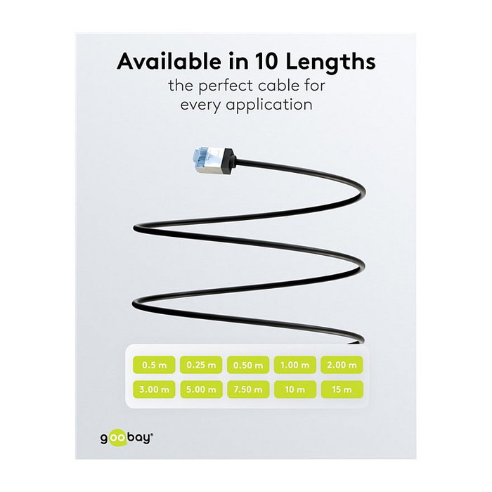 Goobay Ultraflexibles Cat.6a Patchkabel slim, U/FTP Negro 1m
