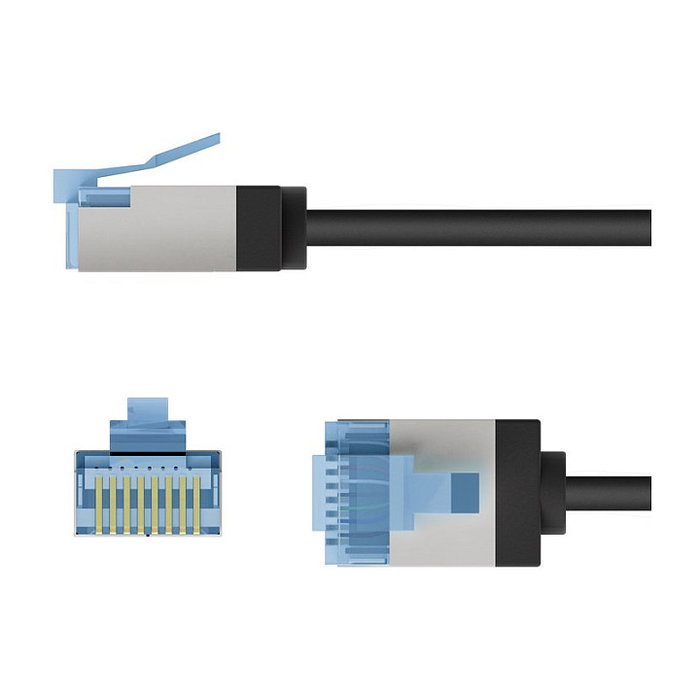 Goobay Ultraflexibles Cat.6a Patchkabel slim, U/FTP Negro 1m