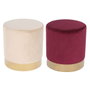DKD Home Decor Set de 2 Reposapiés de Terciopelo Burdeos y Beige