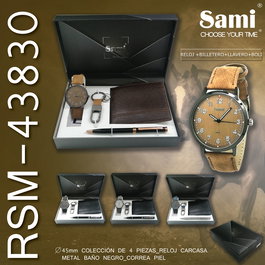 SAMI Conjunto para Hombre Reloj, Billetero, Llavero y Bolígrafo