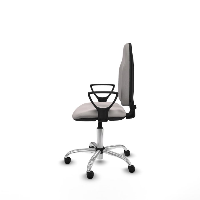 Silla de oficina Algarra con mecanismo Contacto permanente básico tapizada con Similpiel color Blanco. Equipada con Base cromada, Brazos fijos y Ruedas autofrenantes Silla de oficina Algarra con mecanismo Contacto permanente básico tapizada con Similpiel color Blanco. Equipada con Base cromada, Brazos fijos y Ruedas autofrenantes