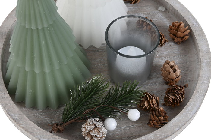 DKD Home Decor Portavela Navidad Moderna Blanco Verde 12 x 26 x 26 cm Set de 4 Piezas