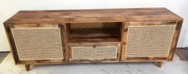 DKD Home Decor Mueble TV Mango y Ratán 180x40x64 Natural Marrón