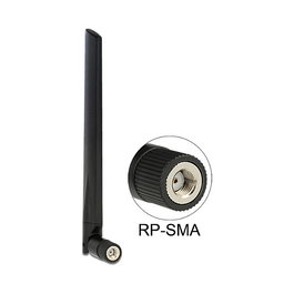 DeLOCK 88898 Antena WiFi RP-SMA Omnidireccional 5 dBi 2.4/5 GHz 802.11 ac/a/b/g/n para Red WLAN, Color Negro