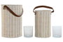 DKD Home Decor Set de 2 Portavelas de Ratán y Cristal con Asa