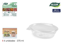 Algon Set 4 Envase Bisagra Ops 375ml - 13 x 5 x 16 cm (24 Unidades)