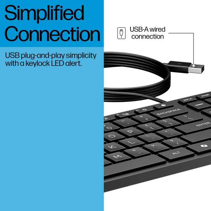 HP Teclado USB Cableado 320K para Escritorio Negro