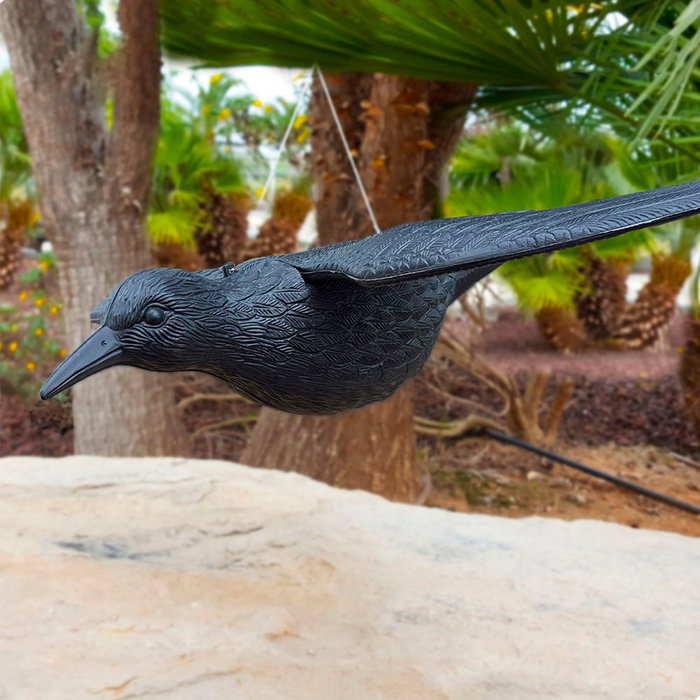 Edm Cuervo Volador Ahuyenta Pájaros Plástico Negro 58 cm para Jardín y Huertos