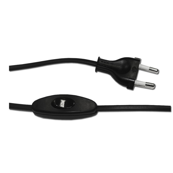 Edm Conexión con interruptor 3A 1,5m 2x0,75mm manguera plana negra