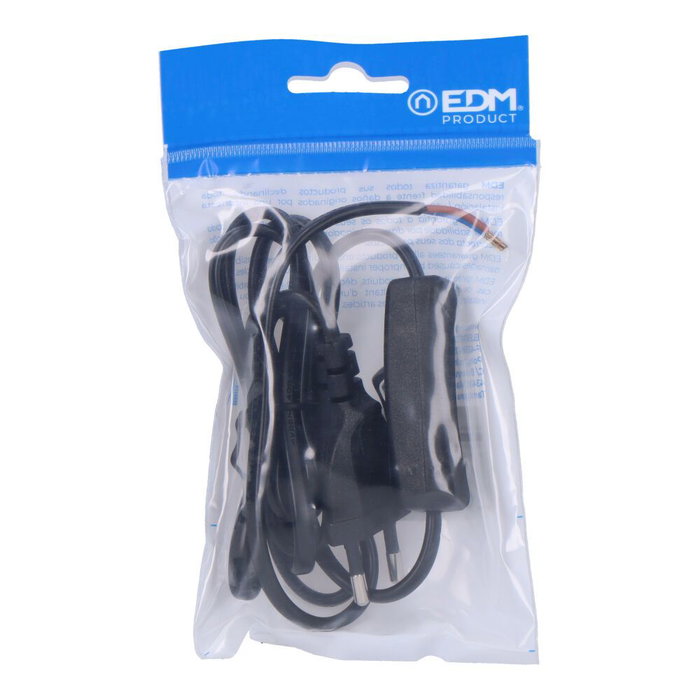 Edm Conexión con Interruptor 3A 1,5m 2x0,75mm Manguera Plana Negra