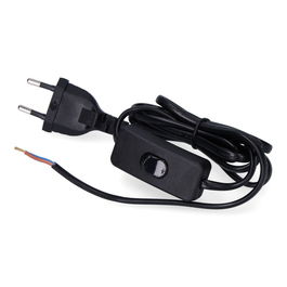 Edm Conexión con Interruptor 3A 1,5m 2x0,75mm Manguera Plana Negra