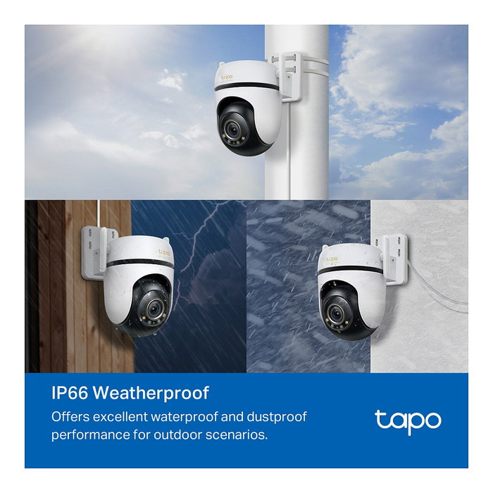 TP-Link Tapo C530WS Cámara Seguridad IP Exterior WiFi 5MP 360° Visión Nocturna Panorámica 3.2mm 12x Zoom MicroSD 512GB IP66 Blanco