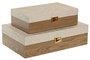 DKD Home Decor Caja Shabby Estilo Vintage, Blanco y Natural, Set de 2 Piezas, Madera, 36x23x10.3 cm