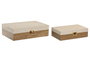 DKD Home Decor Caja Shabby Estilo Vintage, Blanco y Natural, Set de 2 Piezas, Madera, 36x23x10.3 cm