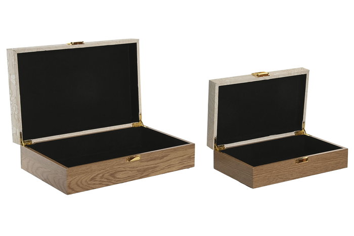 DKD Home Decor Caja Shabby Estilo Vintage, Blanco y Natural, Set de 2 Piezas, Madera, 36x23x10.3 cm DKD Home Decor Caja Shabby Estilo Vintage, Blanco y Natural, Set de 2 Piezas, Madera, 36x23x10.3 cm