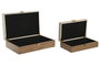 DKD Home Decor Caja Shabby Estilo Vintage, Blanco y Natural, Set de 2 Piezas, Madera, 36x23x10.3 cm