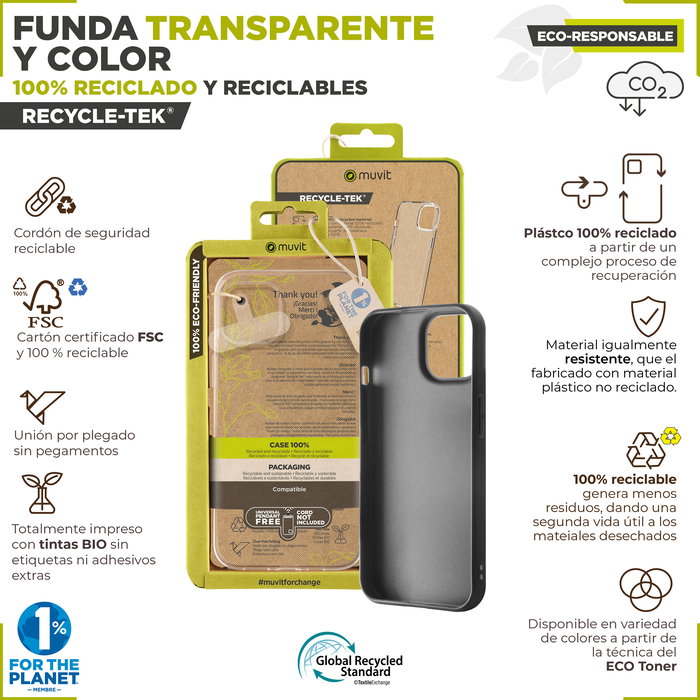 Muvit Funda Recycletek para Samsung Galaxy S24 - Protección Resistente y Ecológica 100% Reciclada y Reciclable Muvit Funda Recycletek para Samsung Galaxy S24 - Protección Resistente y Ecológica 100% Reciclada y Reciclable
