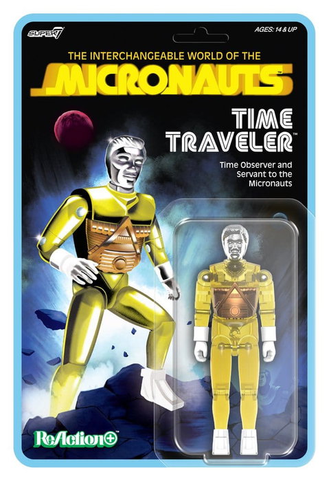 Super7 Micronauts Figura ReAction+ Wave 03 Time Traveler (Amarillo Translúcido)