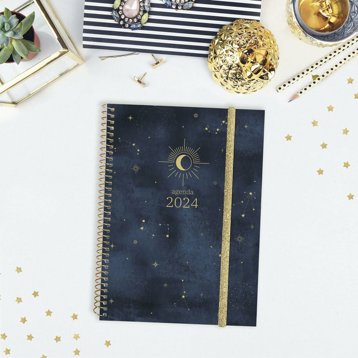 Finocam agenda espiral design collection e10 1dp 155x212mm moon 2024