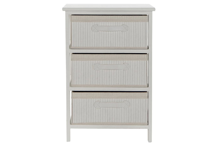 DKD Home Decor Cajonera Basicos Blanco 3 Cajones 42 x 63 x 32 cm Bambu y Paulownia
