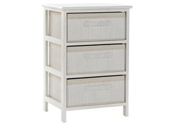 DKD Home Decor Cajonera Basicos Blanco 3 Cajones 42 x 63 x 32 cm Bambu y Paulownia
