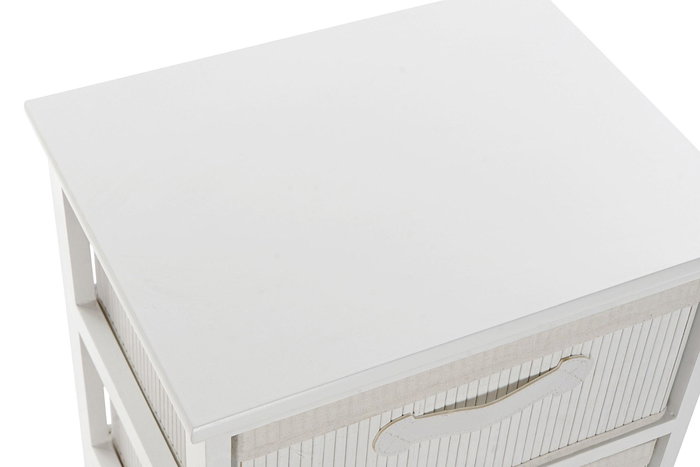 DKD Home Decor Cajonera Basicos Blanco 3 Cajones 42 x 63 x 32 cm Bambu y Paulownia