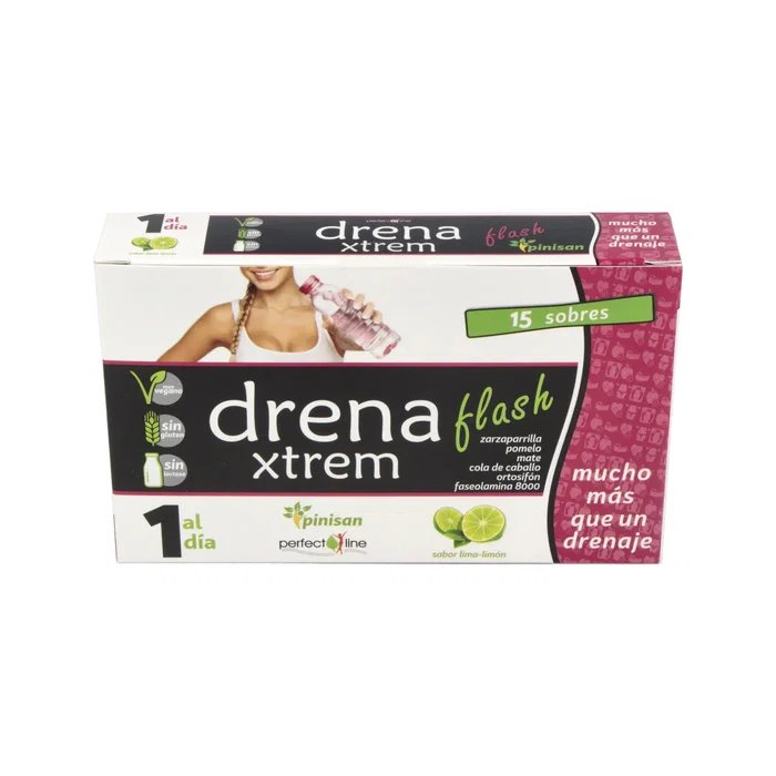 Pinisan Drenaxtrem Flash 15 Sobres - Complemento para Control de Peso con Zarzaparrilla, Pomelo, Mate y Faseolamina 8000 - Sabor Lima-Limón - Vegano, Sin Gluten Pinisan Drenaxtrem Flash 15 Sobres - Complemento para Control de Peso con Zarzaparrilla, Pomelo, Mate y Faseolamina 8000 - Sabor Lima-Limón - Vegano, Sin Gluten
