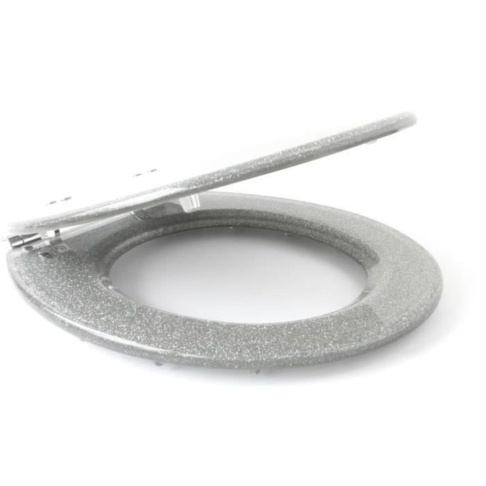 Gelco Asiento de inodoro con cierre suave magnético Gris brillante Gelco Asiento de inodoro con cierre suave magnético Gris brillante