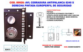 EUROPERFIL Cerradura Antipalanque 8240 S Derecha Pintada Seguridad