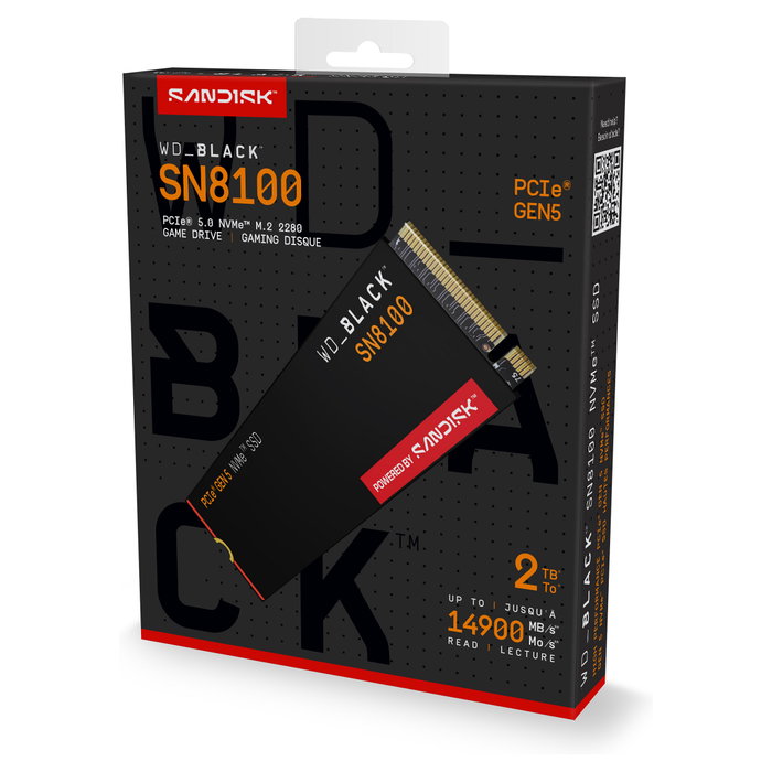 Western Digital WD_BLACK SN8100 SSD NVMe M.2 2TB PCIe 5.0 x4, 14900 MB/s, para PC/portátil