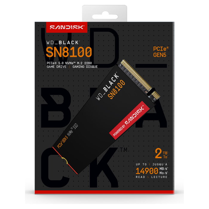 Western Digital WD_BLACK SN8100 SSD NVMe M.2 2TB PCIe 5.0 x4, 14900 MB/s, para PC/portátil