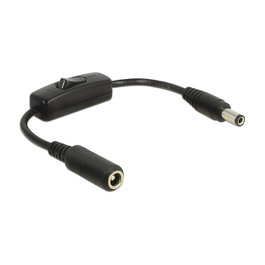 DeLOCK Cable Adaptador DC 5,5 x 2,5 mm con Interruptor, 20 cm