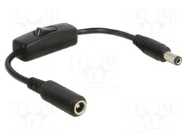 DeLOCK Cable adaptador DC 5,5 x 2,5 mm a DC 5,5 x 2,5 mm con interruptor, 0,2 m