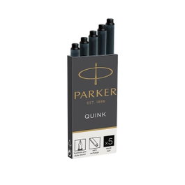 Parker Cartuchos de Tinta Quink Negro, Pack de 5