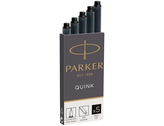 Parker Cartuchos de Tinta Quink Negra, Pack de 5 Parker Cartuchos de Tinta Quink Negra, Pack de 5