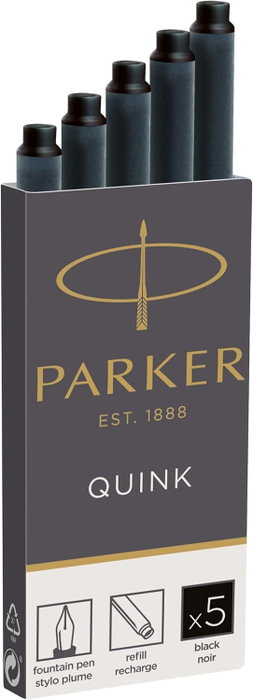 Parker Estuche de 5 Cartuchos de Tinta Quink Negra