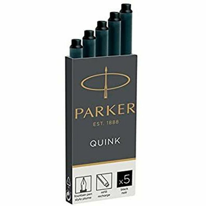 Parker Cartuchos de Tinta Quink Negro, Pack de 5 Parker Cartuchos de Tinta Quink Negro, Pack de 5