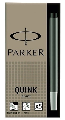 Parker Cartuchos de Tinta Quink Negro, Pack de 5 Parker Cartuchos de Tinta Quink Negro, Pack de 5