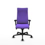 Sillón Albacete con mecanismo Sincro tapizada con Tela color Lila. Equipado con Base nailon negra, Brazos 2D y Ruedas 65mm nailon