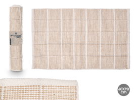 Giftdecor Alfombra Artesanal Cuadros Beige 60 x 90 cm (Set de 8)