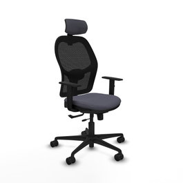 PIQUERAS Y CRESPO Silla de oficina Jorquera con mecanismo Sincro/Traslack, Gris oscuro y Negro