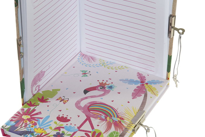 DKD Home Decor Diario Kids Colección Cameleon Rosa Azul 5.4 x 18.5 x 23 cm (4 Unidades)