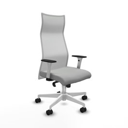 PIQUERAS Y CRESPO Sillón Albacete con mecanismo Sincro, Similpiel Gris claro y Malla Blanco