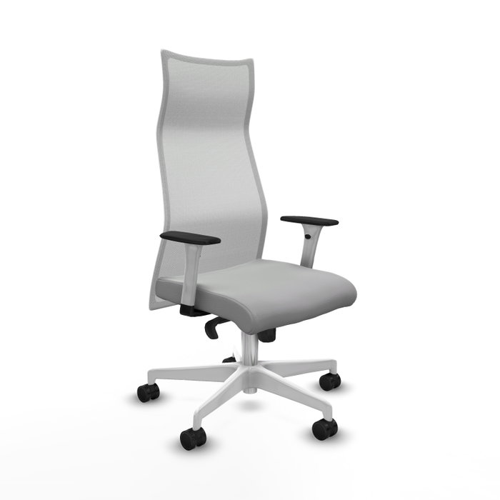PIQUERAS Y CRESPO Sillón Albacete con mecanismo Sincro, Similpiel Gris claro y Malla Blanco PIQUERAS Y CRESPO Sillón Albacete con mecanismo Sincro, Similpiel Gris claro y Malla Blanco