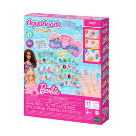 Aquabeads Barbie Kit Diseña Tus Uñas 35137 - Set Decoración de Uñas con 40 Uñas, Extensiones, Mesa, Pinzas, Aplicador, Pegatinas e Instrucciones, Reutilizable, Edad +4 Años