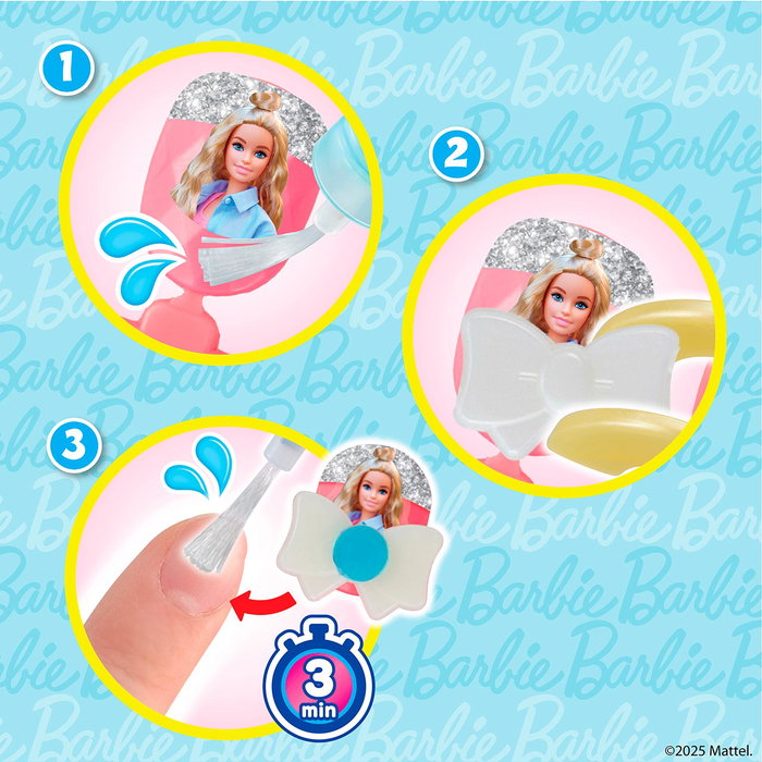 Aquabeads Barbie Kit Diseña Tus Uñas 35137 - Set Decoración de Uñas con 40 Uñas, Extensiones, Mesa, Pinzas, Aplicador, Pegatinas e Instrucciones, Reutilizable, Edad +4 Años