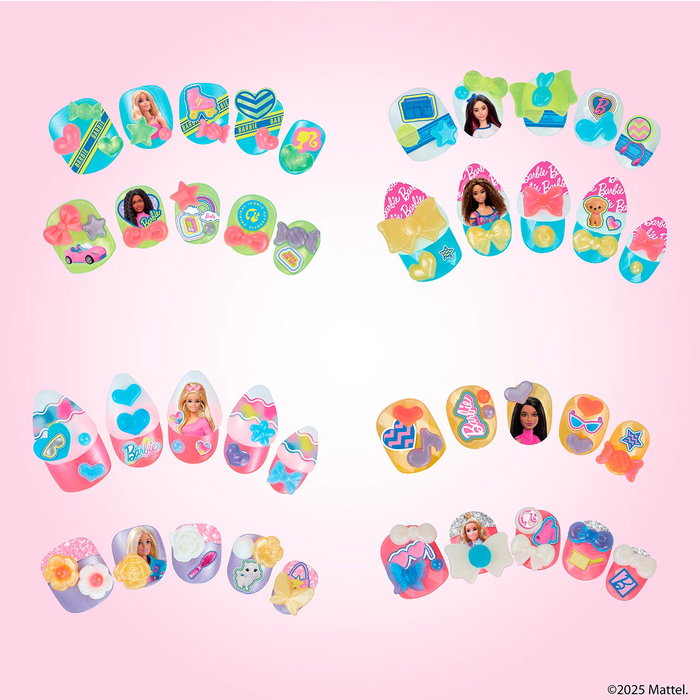 Aquabeads Barbie Kit Diseña Tus Uñas 35137 - Set Decoración de Uñas con 40 Uñas, Extensiones, Mesa, Pinzas, Aplicador, Pegatinas e Instrucciones, Reutilizable, Edad +4 Años