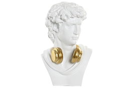 DKD Home Decor Figura de Busto en Resina Blanco y Dorado