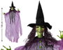 Bruja Colgante de 125 cm con Túnica Violeta y Sombrero Negro para Decoración de Halloween