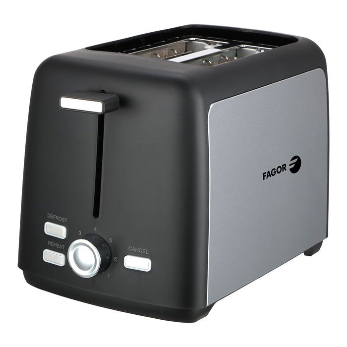 Fagor Tostador Toastpro 2 Ranuras 800W con Funciones Tostar, Descongelar y Cancelar y 7 Niveles de Tostado